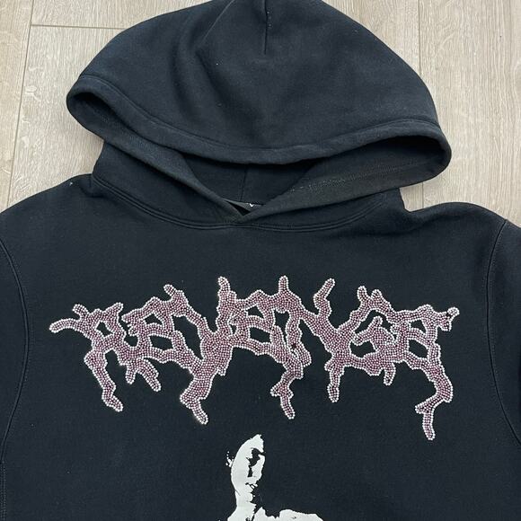 Revenge Nine Months Rhinestone Hoodie Sweater Pullover Size Medium M B5 - Picture 2 of 9